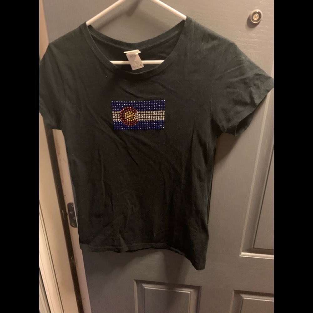 Gildan brand Colorado flag bling shirt.  Size S